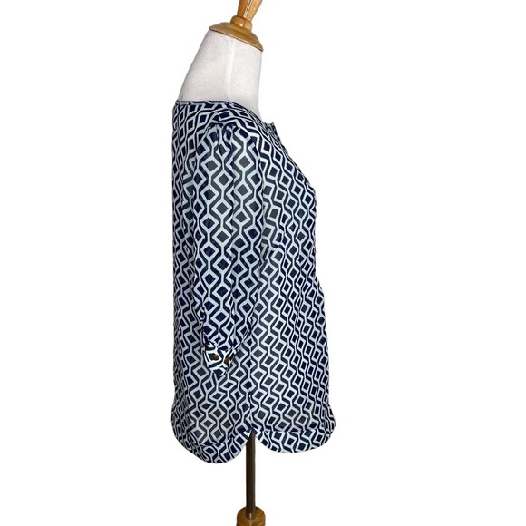 41 Hawthorn Geometric Print Blouse Copper Stud Accents Short Sleeve Size Small - Picture 4 of 8